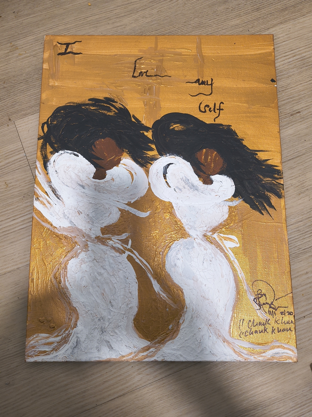 Abstract Gold & White Painting